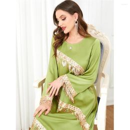 Ethnic Clothing Muslim Arab Robes Abaya Arrivals Middle East Woman Dress Fashion Tassels Sequins Patchwork Long Sleeves Kaftan Party Gowns