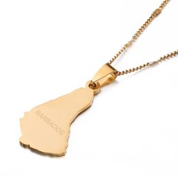 Pendant Necklaces Stainless Steel Trendy Map Of The Barbados Island Gold Color Maps Chain Jewelry