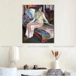 Abstract Canvas Art Model on The Couch Edvard Munch Painting Handcrafted Exotic Decor for Tiki Bar