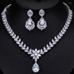 Necklace Earrings Set Bilincolor High Quality Fashion And Women Bridal Party Zircon Wedding