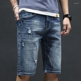 Men's Shorts 2023 Summer Fashion Thin Men Denim Casual Loose Mens Capris Simple Solid Colour Male Jeans