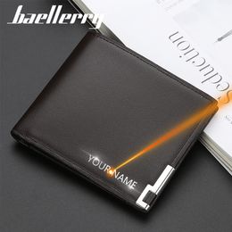 2021 New Men Wallets Name Customized Card Holder High Quality Male Purse Name Engraving PU Leather Business Men Wallets Carteria