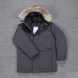 Piumino da uomo Parka Giacca da uomo Vera pelliccia di coyote Designer Homme Piumino Giacca a vento Jassen Capispalla Cappotti con cappuccio Thich Warm Downs Par Dhrka