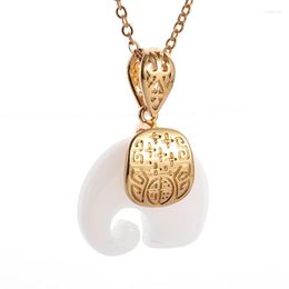 Pendant Necklaces Women's High-Quality Exquisite Lovely Elephant Jade Necklace Chinese Banquet Daily Accessories Gifts