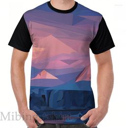 Men's T Shirts Funny Print Men Shirt Women Tops Tee Mountain Sunset Graphic T-Shirt O-neck Short Sleeve Casual Tshirts