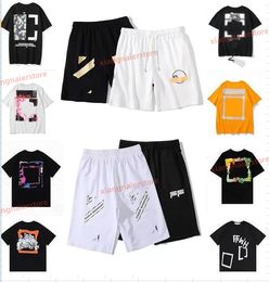 Summer Fashion Offes Shorts Loose Men's Brand Luxury Designer Casual Sports Pants Arrow Printed Reflective Stripe Short Black Gym Sweatpants Women Capris 87hj
