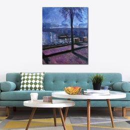 Abstract Figurative Canvas Art Night in Saint-cloud Edvard Munch Painting Hand Painted Modern Wall Decor