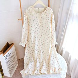 Women's Sleepwear Pure Cotton Nightdress Spring Autumn Summer Nightgown Ladies Home Femme Pijamas Mujer Feminino Women Robe Skirt