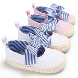 First Walkers Spring And Autumn 0-1 Years Old Female Baby Striped Princess Shoes Soft Bottom Non-slip Toddler