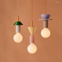 Pendant Lamps Modern Wood LED Lights Nordic Kitchen Home Decor Hanging Lamp Restaurant Ceiling Chandelier Lustre Bedroom Cute Light