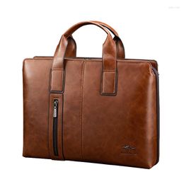 Briefcases GZM Men's Business Bags Vintage Portable Document Bag Horizontal Leather Computer Waterproof Large-capacity