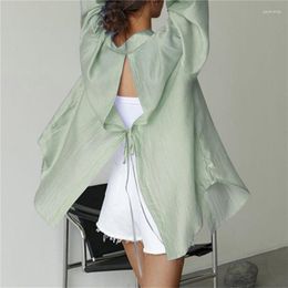 Women's Blouses Ice Silk Solid Colour Sunscreen Shirt Long Sleeved Summer Versatile Cardigan Thin Coat Simplicity Fashion Clothing