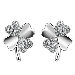 Hoop Earrings TIEEYINY Fashion Stud Love Lucky Clover Crystal Flower Female Ear Jewelry Oorbellen Kolczyki