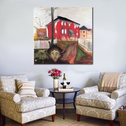 Modern Abstract Canvas Art Red Virginia Creeper 1898-1900 Edvard Munch Handmade Oil Painting Contemporary Wall Decor