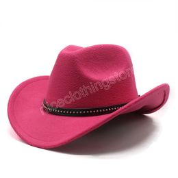 Winter Women Men Black Wool Fedora Hat Chapeu Western Cowboy Hat Gentleman Jazz Sombrero Hombre Cap Elegant Lady Cowgirl Hats