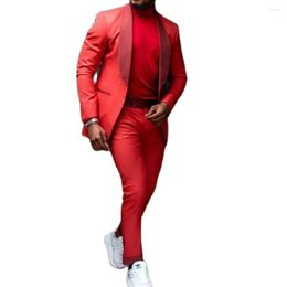 Men's Suits Plus Size Red Men Suit 2 Pcs Shawl Lapel Slim Fit Costume Homme Bespoke Groom Tuxedo Blazer For Wedding Prom Jacket Pants Terno
