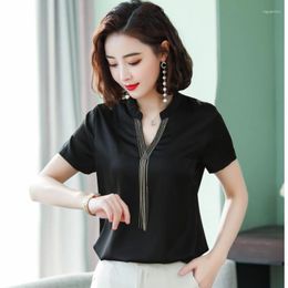Ethnic Clothing Women's Spring Autumn Style Chiffon Blouses Shirt Rivet Beads Long Sleeve Solid Colour Korean Elegant Tops 1656