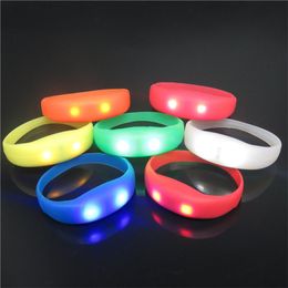 LED Silicone Bracelets Wristband Glow in the Dark Bracelet Party Favor Halloween Christmas Kids Adult LED Toys