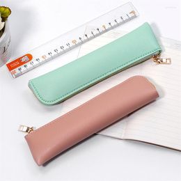 Storage Bags Pencil Case Bag Large Capacity Simple Durable Zipper Leather Stationery Pouch Holder Fashion Boys Girls