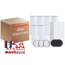 Sublimation 20oz mugs stainless steel double walled insulated tumblers straight coffee tea cups from usa ca local warehouse delivery JY08