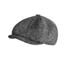 Men's Brand Winter High Quality Wool Newsboy Hats Herringbone Octagon Cap Royal Blue Women Gatsby Flat Hat