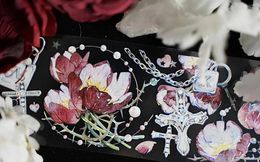 Gift Wrap Fairy Gothic Style Praying Tulip Floral Washi PET Tape Planner DIY Card Making Scrapbooking Plan Decorative Sticker