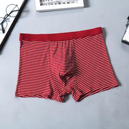 Underpants Striped Men's Panties Sexy Youth Boxer Pants Red Large Size Breathable Shorts