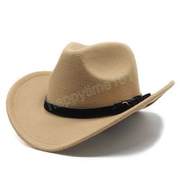 Wintre Wool Fedora Hat Autumn Cowboy Hats Women Men Western Cowboy Hat For Gentleman Lady Leather Sombrero Hombre Jazz Caps