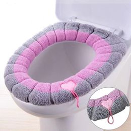 Toilet Seat Covers Warm Soft Cover Mat O-shape Thicker Cushion With Handle Washable Bathroom Closestool Pad Accessories