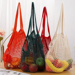 Shopping Bags Reusable Woven Portable Net Bag Fruit Vegetable Storage Eco-friendly Cotton Foldable Mesh For Tote