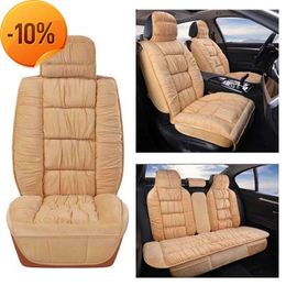 New Warm Car Seat Cover Universal Winter Plush Cushion Faux Fur Material For Car Front Rear Seat Backrest Protector Mat