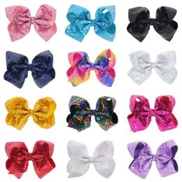 Large size hair clip 8 inch childrens great bow hair clip girls sequin fish scales bow clip hair accessory jojo cute solid Colour european and american party sd053 E23