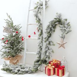 Decorative Flowers 1.8M Christmas Rattan Garland White Falling Snow Artificial Xmas Tree Decoration Wreath