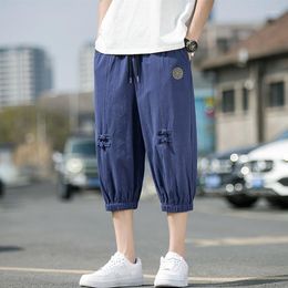 Men's Pants 2023 Summer Calf-length Harajuku Sweatpants Streetwear Casual Joggers Men Cotton Shorts Male