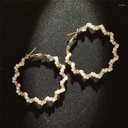 Hoop Earrings Circle Pearl Earring Fashion Temperament Beaded Ear Ring Fairy Jewellery Wholesale