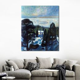 Abstract Landscape Canvas Art White Night 1901 Edvard Munch Oil Painting Handmade Modern Artwork