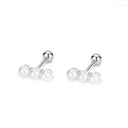 Stud Earrings ZFSILVER Fashion Trendy Lovely Sterling Silver 925 White 3 Pearl For Women Charm Accessories Jewellery Party Wedding Gift