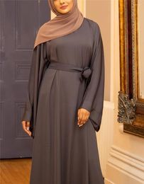 Ethnic Clothing Ramadan Eid Prayer Abaya Dress Kaftan Woman Muslim Dubai Turkey Hijab Islam Solid Belted Caftan Long Maxi Vestido Robe