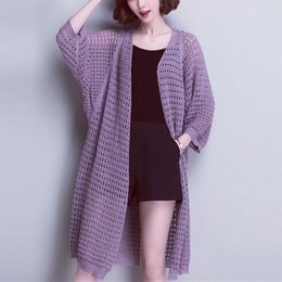 T-shirt 2022 Summer Autumn Oversized Long Cardigan Women Knitted Sweater Female Shawl Cardigans Women Thin Coat Ladies Loose Outerwear