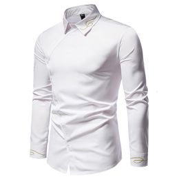 Men's Dress Shirts Spring and Autumn Long Sleeve Shirt Personality Casual Formal Evening Royal Luxury Top Korean Fashion 230707