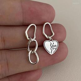 Dangle Earrings KAITIN Asymmetric Chain Heart Women Personalized Creative Fashion Metal Stud Simple Teenager Jewelry 2023