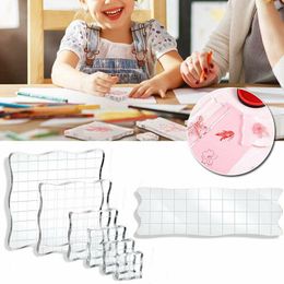 Messen 7pcs/set Transparent Acrylic Clear Stamp Block Pad Scrapbooking Diy Handmade Tool Curve Edges Stamping