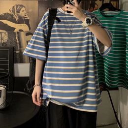 Mens TShirts Fashion Printed Loose Allmatch Striped Tee Shirt Clothing Summer Oversized Casual Pullovers Half Sleeve TShirt 230707