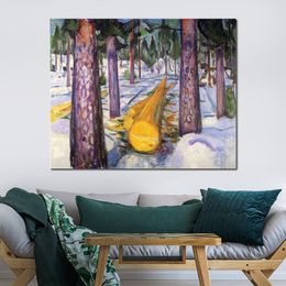 Modern Abstract Canvas Art The Yellow Log Edvard Munch Handmade Oil Painting Contemporary Wall Decor