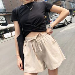 Women's Shorts 8 Colours Womens Casual Summer Female Short Pants Clothing Elastic Waist Loose Solid Colour Ladies Clothes Y13