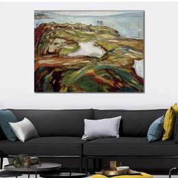 Abstract Figurative Art on Canvas Big Coastal Landscape Edvard Munch Handmade Oil Painting Modern Decor