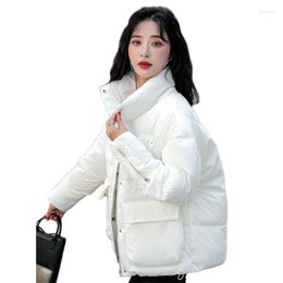 Women's Trench Coats 2023 Fashion Winter Down Cotton Jackets Women's Clothes Zipper Short Parkas Slim Warm Girls Black Outerwear Bd536