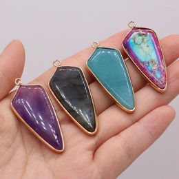 Pendant Necklaces Natural Stone Emperor Amethyst Gold-plated For Jewellery Making DIY Necklace Earring Accessories Charms Gift 20x45mm