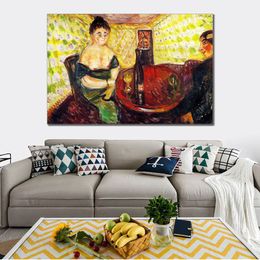 Colorful Abstract Painting on Canvas Brothel Scene for Sweet Madel Edvard Munch Art Unique Handcrafted Artwork Home Decor