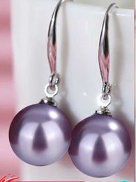 Other Fashion Accessories 925 Sterling Silver Mother's Temperament Fashion Versatile Purple White Pearl Bead Round Ball Earrings Female Ornaments